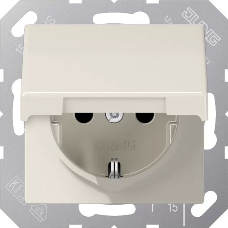 Jung SCHUKO®-Steckdose, 16 A 250 V , Klappdeckel, Thermoplast, Serie AS, weiß AS 1520 BFKL (1/2)
