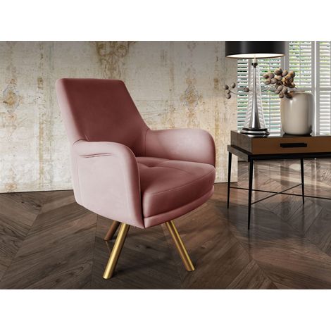 Sessel Drehsessel VALERIE in Stoff Stoff Elisa Velvet Altrosa (1/5)