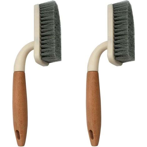 Juego de 2 cepillos de suelo resistentes: cepillos para limpiar esquinas, armarios, fregaderos, baños y duchas - Crezuo (1/4)