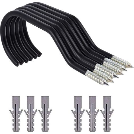 Set di 6 ganci per bicicletta, set di ganci resistenti per riporre la bicicletta, adatto per mountain bike/bici da strada, montaggio a parete/appeso (nero) (1/3)