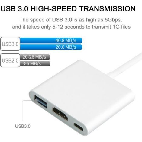 Adaptateur USB-C vers HDMI - Apple - 4K - USB 3.0 - Compatible Macbook - Gris (1/4)