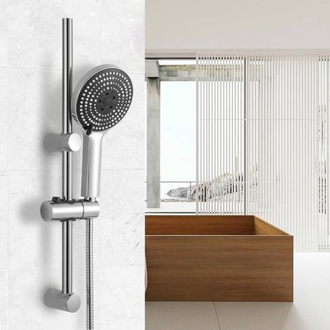 Barre de douche 40 cm, support de douche 26 à 40 cm avec support de pommeau de douche, barre de douche de rechange, chromée (1/5)