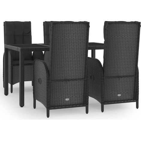 Maison Exclusive - 5-tlg. Garten-Essgruppe mit Kissen Schwarz Pol (1/5)
