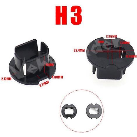 1 paire de supports adaptateurs pour phares LED de voiture, compatibles avec les ampoules H7, H4, H3, H1, H11, H13, H16, 9004, 9005, HB3, 9006, HB4 et 9007. Douille de fixation pour phares. Taille : H (1/4)