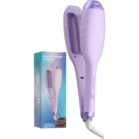 Fer à boucler Waves 1,4 pouce, double fer à boucler en céramique pour femmes, protection contre les brûlures, double tension, violet (1/5)