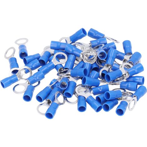 50 Pièces Cosses à Œillet Isolées pour Câbles, Connecteurs de Câblage Électrique AWG14-12 RV5.5-8 (1/5)