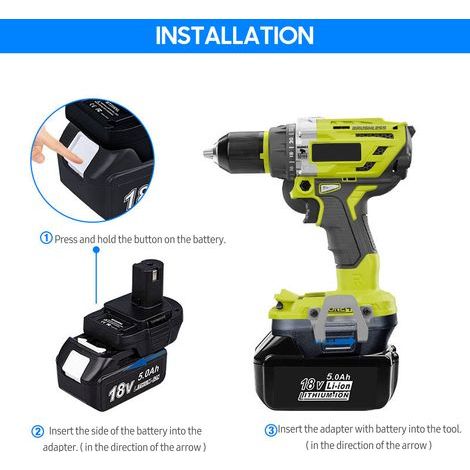 Ersatz-Akkukonverteradapter zur Umrüstung von Makita 18V-20V Lithium-Elektrowerkzeugen auf Ryobi 18V Elektrowerkzeuge. (1/5)