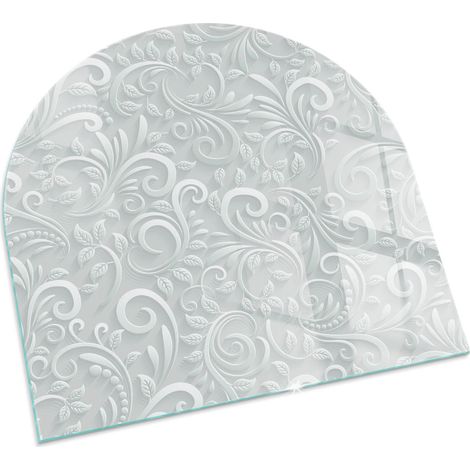 Plaque Carrée décorative de sol avec impression sous cheminée protection et design Motif végétal élégant 100x100 cm (1/5)