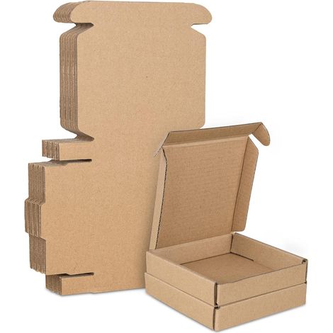 10pcs Corrugated Shipping Boxes, Large Mailboxes 100x100x20mm, Small Parcel Packaging Postal Boxes for Business, Shipping, Storage or Gifts (1/5)