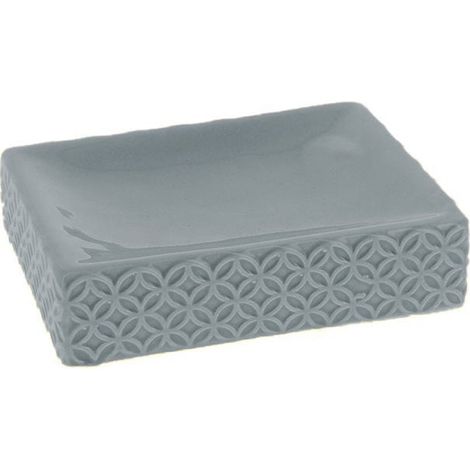 Porte-Savon en Céramique - Relief Rosace - Gris - SILUMEN