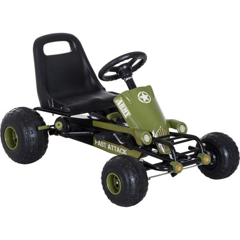 Kart infantil de pedales Kettcar con freno de mano a partir de 3 años, diseño verde 99x65x56cm para diversión al aire libre