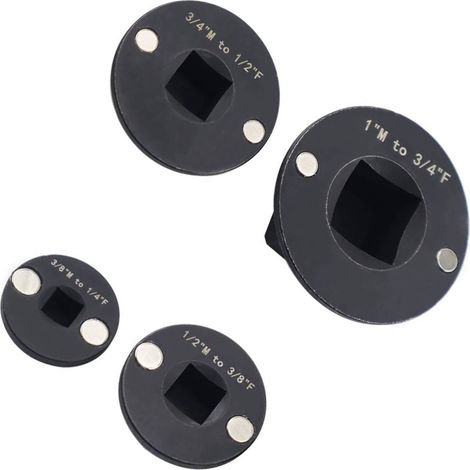 Ensemble de 4 adaptateurs de douilles extra-plats : 1 po vers 3/4 po, 3/4 po vers 1/2 po, 1/2 po vers 3/8 po, 3/8 po vers 1/4 po. (1/5)