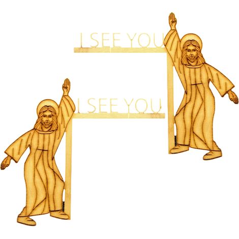2-teiliges Türschild aus Holz „Jesus sieht dich“ – Türdekoration für die linke und rechte Ecke (1/5)