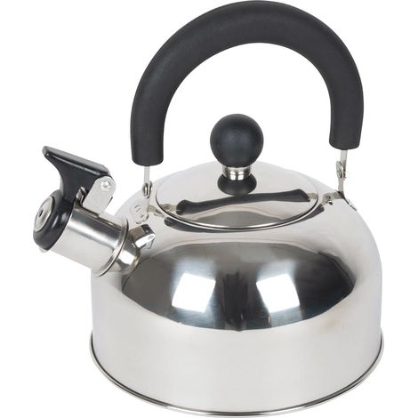 Bouilloire Sifflet - 1 Unité - Acier Inoxydable - Poignée Pliable - Cuisine Compacte - 1,2 Litres Argent (1/3)