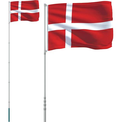 Drapeau du Danemark et mât 5,5 m Aluminium (1/5)