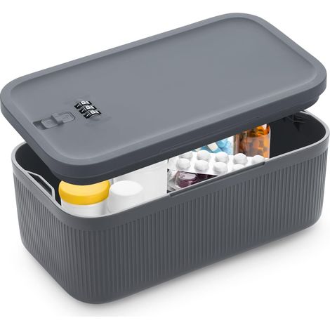 Petite boîte de rangement verrouillable avec code à combinaison - Coffre-fort pour médicaments, prison téléphonique et boîte à goûter pour la maison, le réfrigérateur, le bureau ou les voyages (1/5)
