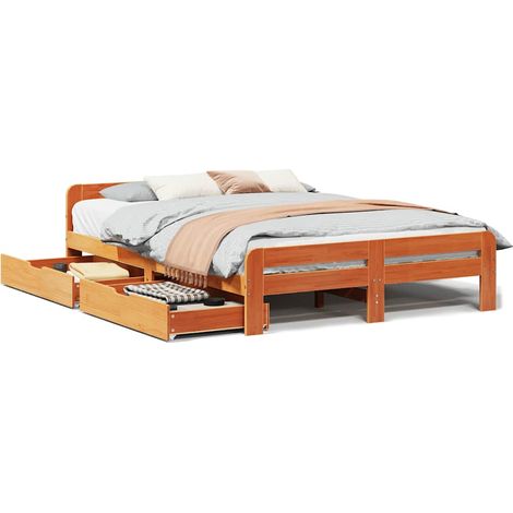 Maison Exclusive - Massivholzbett ohne Matratze Wachsbraun 160x20