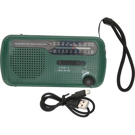 Solarbetriebenes Campingradio mit Handkurbel, AM/FM/SW-Empfang, LED-Licht für Wanderungen und Notfälle im Freien (1/5)
