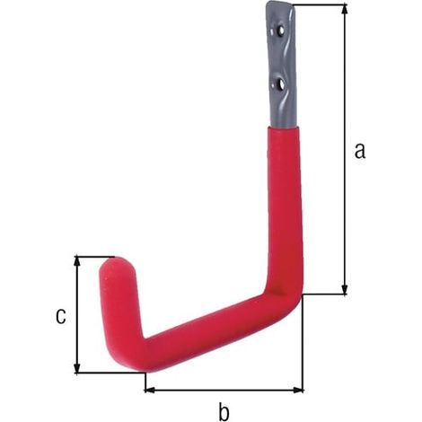 GAH Alberts Gancho de pared en forma de U con goma roja, 115 mm, acero en bruto galvanizado, 18 mm - 802165 (1/3)