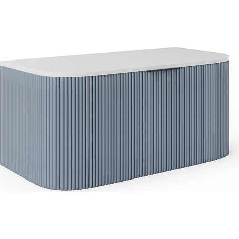 Meuble sous vasque suspendu strié - Bleu mat - 100 cm - LOMERI (1/4)