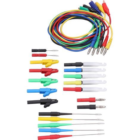 Kit de cordons de test à fiches bananes : excellente conductivité, mesures rapides et précises. Kits de test électroniques professionnels pour particuliers et professionnels. (1/5)