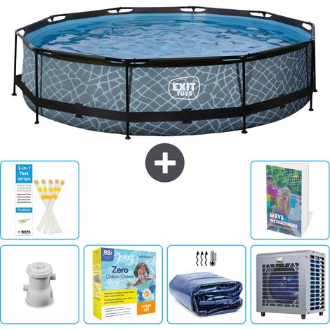 Exit Pool Rund - Steinoptik - 360x76 cm - 7-teilig  S331 (1/5)