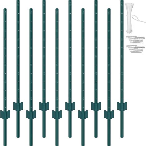 VEVOR Pali per Recinzione 121,92 cm Pali per Recinzione in Metallo Resistente da 10 Pezzi, Pali per Recinzione in Acciaio Robusto per Cortile, Prato, Fattorie e Recinzioni a Catena per Esterni, Verde