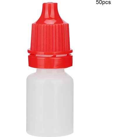 50pcs/sac flacon compte-gouttes vide 5ml portable pour collyre liquide oculaire, petits flacons distributeurs rouges (1/5)