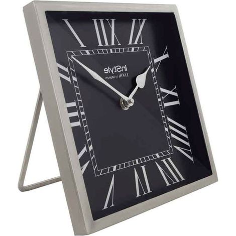 Horloge à Poser Vintage "Era" 21cm Noir & Argent (1/5)