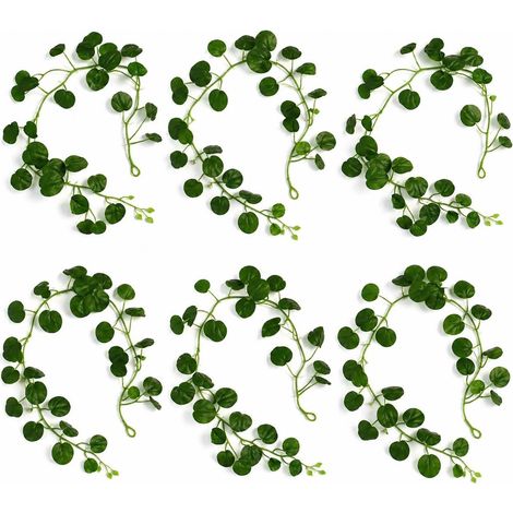 Pack of 6 x 160cm Artificial Round Pilea Botanik Garland Hanging Decoration - Premium Quality (1/5)