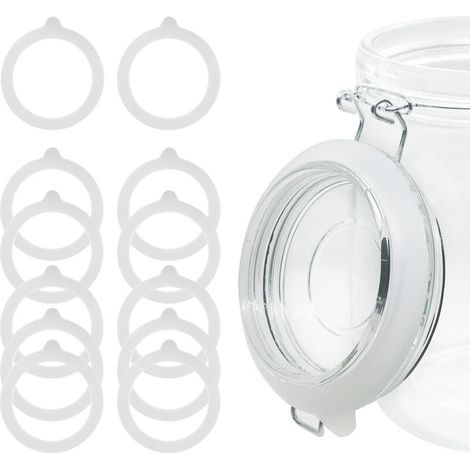 Juntas tóricas de silicona para tarros, herméticas y elásticas, paquete de 12 (blancas)