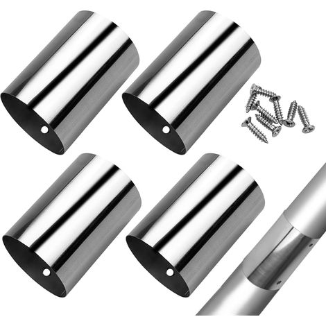 Lot de 4 joints de connexion de main courante d'escalier de 50 mm, fin 0,4 mm en acier inoxydable, avec 8 vis en acier inoxydable (1/5)