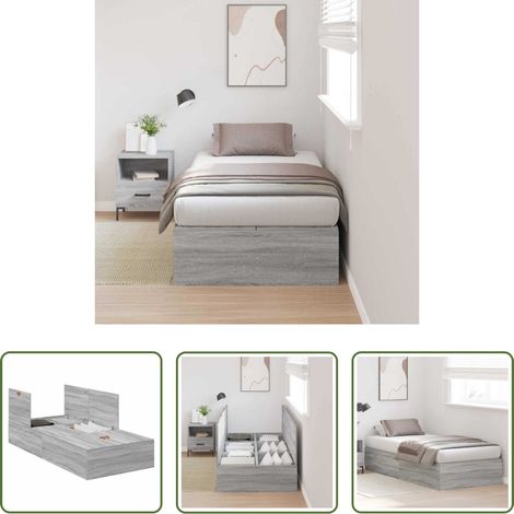 Cadre de lit moderne - Cadre de lit avec rangement Gris Sonoma 90 x 200 cm (1/5)