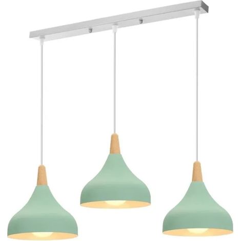 U-Do 3 Têtes Lustre Suspension Luminaire en Métal Vert E27 20CM Lampe de Plafonde illuminé design Moderne pour Salon Bureau Café (1/4)