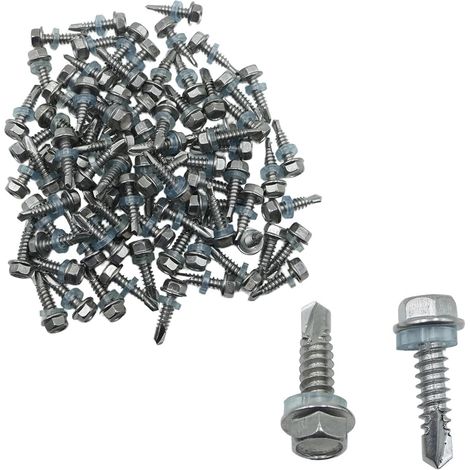 80 Pièces M6,3x25mm Tête De Rondelle Hexagonale En Acier Inoxydable Vis Auto-perceuse Résistante À La Corrosion Pour Toiture En Métal Fixation Extérieure En Bois (1/5)