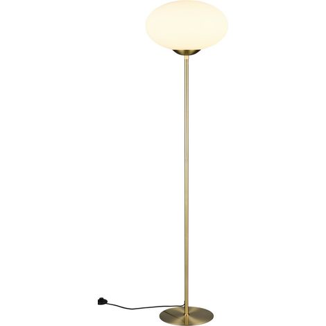 Lampada da terra FOMENTO ottone opaco vetro bianco 150cm E27 (1/5)