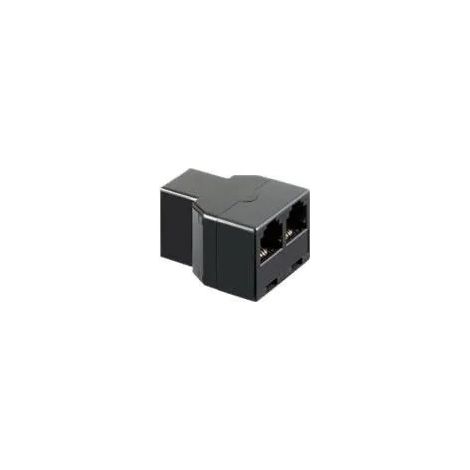 Connecteur RJ12 noir à trois voies - Répartiteur téléphonique 6P6C (adaptateur 1 vers 2) (1/2)