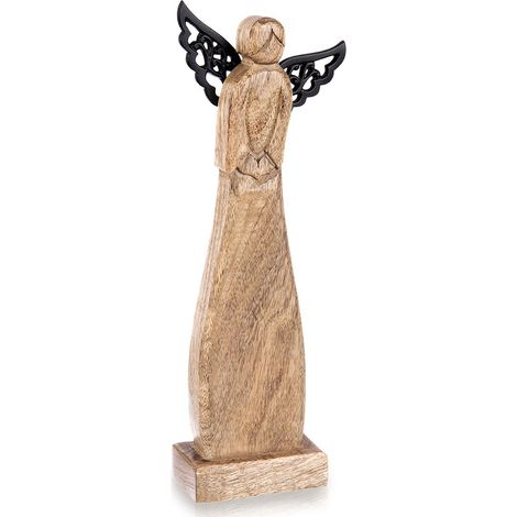 Statuetta di angelo natalizio in legno, mango, 34 cm (1/5)