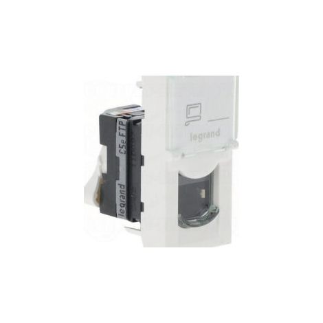 Prise RJ45 catégorie5e FTP à blindage métal - 1 module - Mosaic - Blanc - 076552 - Legrand