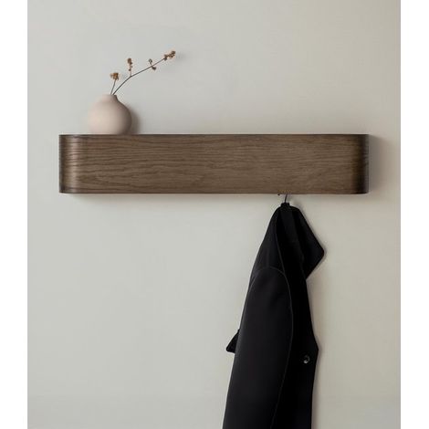 Perchero de pared con estante para sombreros, Perchero de pared, Perchero moderno, Chapa de madera maciza, Gancho de pared (1/5)