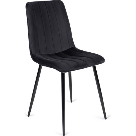 Sedia da pranzo imbottita Ibis in velluto nero, stile loft moderno (1/5)