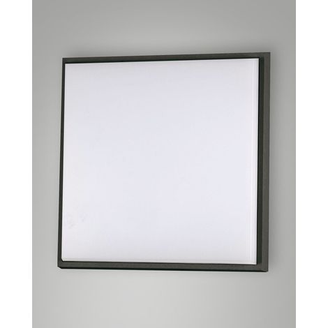 Desdy Plafoniera LED Quadrata 30W 3000K IP54 Struttura in Alluminio e Policarbonato Nero 300x300x50mm Codice Prodotto 3314-65-101