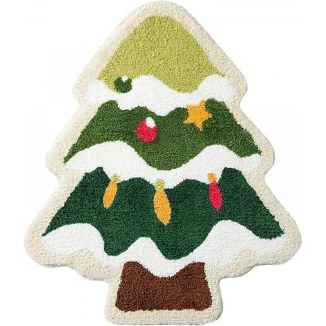 Tapis de bain sapin de Noël pour salon, tapis vert absorbant et lavable, tapis de douche antidérapant, tapis de porte de Noël doux, épais et durable pour la baignoire, décoration de Noël B (4060cm) (1/5)