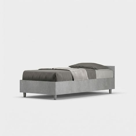 Cama individual 80x190 cm moderna sin somier gris cemento Nuamo