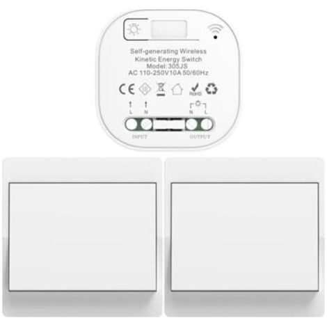 EU interrupteur sans fil sans piles kit interrupteur sans fil autoalimente va et vient sans fil sans pile radio interrupteur a distance eclairage domestique wireless switch (EU 1Gang 2V1 a) (1/5)