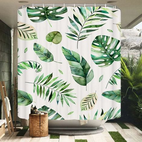 Rideau de Douche 120x180 cm Rideaux Imperméable Résistant à la Moisissure en Tissu de Polyester Effet 3D Baignoire Rideaux avec Crochets Rideaux de Douche pour Salle de Bain Maison (1/5)