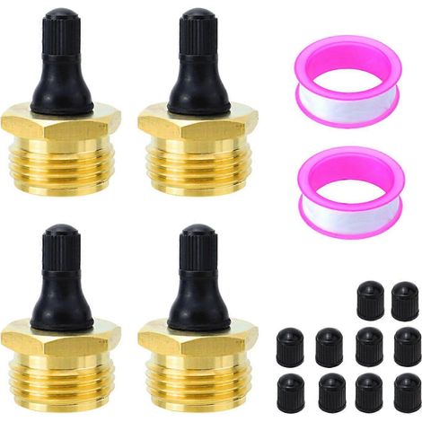 Lot de 4 bouchons de purge en laiton pour camping-car, installation facile, pour bateaux et caravanes. (1/5)