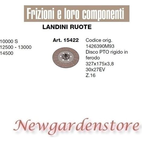 Disco frizione 30x27 327x175x3,8 15422 LANDINI RUOTE 10000 12500 13000 14500 z16