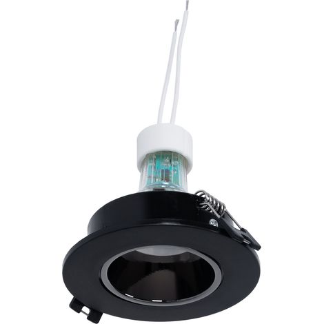Lotto Anello da incasso Ø90mm (nero/grigio) + Lampadina GU10 5,4W + - Bianco Caldo