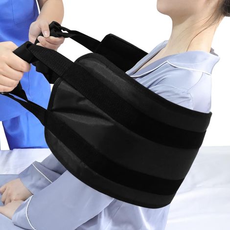 Ceinture de transfert pour patients, 110 cm, pour un transfert en toute sécurité dans le lit, la voiture, le fauteuil roulant, le lit pour les personnes handicapées, âgées, blessées (noir)